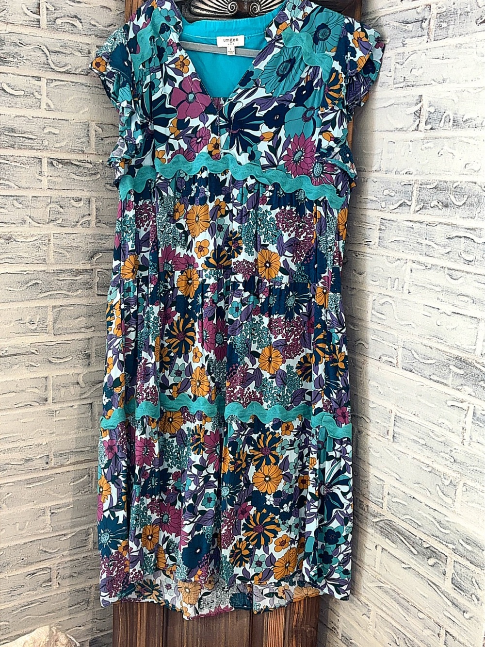 Umgee Floral Tiered Midi Dress in Teal, Navy, Mustard, Purple